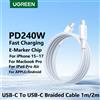 UGREEN, cavo USB-C a USB-C da 240 W, ricarica rapida PD da 100 W, trasferimento dati, 1 m, 2 m, caricabatterie per iPhone, iPad, Macbook, Samsung e dispositivi Android, cavo intrecciato.