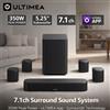 ULTIMEA Serie Aura Soundbar TV 7.1ch con 4 Altoparlanti Surround, Sistema Audio Surround con Subwoofer, Controllo App, Bluetooth 6.0