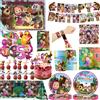 TAKARA TOMY Decorazioni per Festa di Compleanno Bambina e Orso: Stoviglie, Tovaglia, Piatti, Bicchieri, Tovaglioli, Sacchetti, Palloncini, Bomboniere per Baby Shower M-Masha