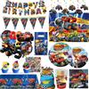 TAKARA TOMY Decorazioni per Feste di Compleanno a Tema Blaze Monster Balloons e Auto da Corsa: Stoviglie, Tovaglia, Piatti, Bicchieri, Tovaglioli, Sacchetti Regalo
