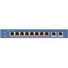 HIKVIS SWITCH 8P LAN 10/100M RJ45 PoE + 2P Gigabit RJ45 HIKVISION DS-3E0310HP-E Unmanaged -802.3af/at/bt- Metallico Fino:30/10 DS-3E0310HP-E