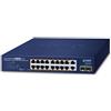 Planet PLANET 16-Port 10/100/1000T 802.3at Non gestito Gigabit Ethernet (10/100/1000) Supporto Power over Ethernet (PoE) Blu GSD-2022P