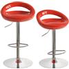 HOMCOM Set 2 Sgabelli da Bar Alti Girevoli a 360°, 46x41x76-96cm, Rosso | Sgabelli Cucina, Schienale e Poggiapiedi, Altezza Regolabile, Base in Acciaio, per Sala da Pranzo e Cucina