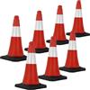 ECD Germany Set 7X Coni Stradali Segnaletici per Il Traffico da 51 cm Rosso e Bianco Coni con Strisce Bianche Riflettenti Piloni con Base Pesante di Avvertimento Cono di Marcatura di Segnalazione