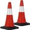 ECD Germany Set 2X Coni Stradali Segnaletici per Il Traffico da 51 cm Rosso e Bianco Coni con Strisce Bianche Riflettenti Piloni con Base Pesante di Avvertimento Cono di Marcatura di Segnalazione