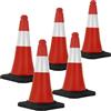 ECD Germany Set 5X Coni Stradali Segnaletici per Il Traffico da 51 cm Rosso e Bianco Coni con Strisce Bianche Riflettenti Piloni con Base Pesante di Avvertimento Cono di Marcatura di Segnalazione