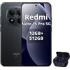 XIAOMI Smartphone XIAOMI Redmi Note 15 Pro 5G, 12+512GB, batteria 6580 mAh, IP68 (resistente alla polvere e all'acqua), display 6,83", colore nero (con cuffie Bluetooth)
