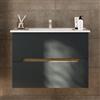 KAMALU Mobile bagno nero grafite matt 85 cm con lavabo incasso | LAC-ARES-85