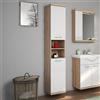 KAMALU Colonna bagno a terra o sospesa 180 cm bicolore bianco e legno chiaro | LAC-ESTIA