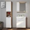 KAMALU Composizione bagno a terra o sospesa 55 cm bicolore bianco e legno chiaro | LAC-ESTIA-55