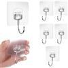 Fisynug 6pcs Adesivi Trasparenti Appendi Accappatoio Bagno Gancio Autoadesivo Ganci da Parete Massimo 20 kg,Ganci Grande Forti Senza Cuciture per Bagno Cucina Soggiorno