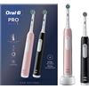 Oral-B 2 Spazzolini Elettrici Pro Serie 1, 2 Testine, Nero e Rosa | 2 Spazzolini Ricaricabili, 2 Testine di Ricambio, Gengive Protette, Pulizia Denti Efficace, 3 Modalità