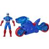 HASBRO - Marvel Avengers Epic World of Action Captain America Shield-Shot Cycle con Moto, Personaggio e Scudo Lanciabile 10 cm
