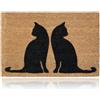 Relaxdays Zerbino con Romantici Gatti, Fibra di Cocco, Zona Interna ed Esterna, LP 40x60 cm, Antiscivolo, Naturale/Nero