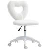 HOMCOM Sedia Ufficio Girevole, Schienale a Cuore, Senza Braccioli Bianco | Sedia da Scrivania Cameretta Imbottita, Velluto Teddy, Altezza Regolabile, Trucco, Studio, Camera da Letto, Portata 120kg