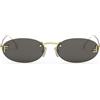 Fendi First Crystal Oro Ovale Occhiali da Sole 54/15/135