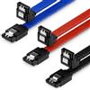 deleyCON 3x 50cm SATA 3 Nylon Cavi Set Cavo Dati 6 Gbit/s Cavo di Collegamento Cavo di Attacco Scheda Madre HDD SSD Disco Rigido 1 Spina S-ATA a 90° Nero Blu Rosso