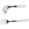 DECORNIJIA Cucchiaio Angolato per Anziani in Acciaio Inox, per Autoalimentazione | Set 1 Pezzo, Cucchiaio e Forchetta Curvi, Argento, Leggero per Cibo Solido