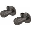 Vema Rubinetterie VEMA - OTAGO due rubinetti di arresto da 1/2'' tondi [PVD gun metal] - P000148.AP.416