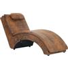 vidaXL Chaise longue da massaggio con cuscino in pelle scamosciata marrone