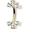 OUFER Oro Piercing Ombelico Anello 14G Belly Button Ring Fiore Acciaio Inossidabile 316L Piercing Ombelico Argento 8/10 mm, Navel Bar CZ Minimalista per Vacanze e Feste