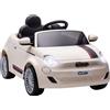 AIYAPLAY Macchina Elettrica per Bambini 12V Fiat 500, Batteria al Litio, 2 Motori, Telecomando, 3-6 Anni, Crema | Aosom Italy