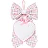 FILET- Piccolo Fiocco Nascita Rosa in Cotone con Pendente a Forma di Cuore in Tela Aida da Ricamare, Ideale per Annunciare la Nascita di una Bambina, 18x28 cm, Made in Italy