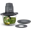Tefal Choppeo XXL Chopper Capacità 2L Ciotola in Vetro Mini Robot da Cucina Mini Robot da Cucina Tappetino Antiscivolo Coperchio per Avanzi, 2 Velocità, 500W, Hummus, Verdure, Grigio MB603BG1