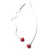 LOKILOKI SALAN Orecchini Pendenti con Ciondolo Oscillante con Cuori Smaltati Rossi A Catena Lunga Orecchini Pendenti con Ciondolo in Argento Sterling 925 di Moda Semplice per Gioielli da Donna