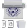 MUNBYN ITP05S Stampante Stencil Tattoo Bluetooth con 10 Fogli A4 di Carta Transfer, Stampante Termica Tattoo Portatile per Android, iOS, macOS e Windows, per Studi Tattoo e Appassionati, Grigio