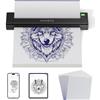 MUNBYN ITP05S Stampante Stencil Tattoo Bluetooth con 10 Fogli A4 di Carta Transfer, Stampante Termica Tattoo Portatile per Android, iOS, macOS e Windows, per Studi Tattoo e Appassionati, Nero