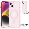 NEW'C Cover Sottile Rosa per iPhone 15 Plus/14 Plus Compatibile con MagSafe | Cover + Cordino Rimovibile, 6,7 Pollici, Magneti Potenti N56, Antiurto, Sottile, Magnetica