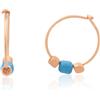 DODO Orecchini a cerchio in oro rosa 9kt con mini granelli e ceramica turchese dodo
