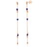DODO Mono orecchino pendente in oro rosa 9kt con granelli ceramica blu dodo mini granelli