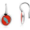 DODO Mono orecchino in argento 925 smaltato rosso con pesce azzurro dodo color dodo
