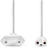 Nedis Cavo di alimentazione - Euro Maschio - IEC-320-C7 - Dritto - Nichelato - 3.00 m - Piatto - PVC - Bianco - Etichetta