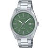 Casio MTP1302DA-3AV - Orologio analogico vintage classico in acciaio inossidabile con quadrante verde opaco da uomo