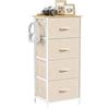 HOMCOM Cassettiera in Tessuto Salvaspazio con 4 Cassetti 45x30x94.5cm Beige | Mobile con Cassetti, 4 Tasche, 2 Ganci e Telaio in Acciaio, per Camera da Letto, Bagno e Soggiorno