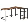 HOMCOM Scrivania Angolare Industriale Legno e Metallo Nero 150x120x75cm | Ripiano Laterale