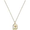 Generic Collana Collane Semplici da Donna, Ciondolo Fiore Rosa Argento Placcato Oro S925 Catena Clavicola con Zircone Lei/Fidanzata/Moglie/Mamma/Donna
