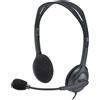 LOGITECH Cuffie audio H111 Over Ear, cuffie stereo, microfono regolabile, jack da 3,5 mm, nero