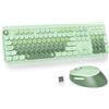 SOLIDEE Combinazione di tastiera e mouse, tastiera retrò per macchina da scrivere, tastiera rotonda a 2,4 GHz con tastierino numerico, tastiera ergonomica a 104 tasti