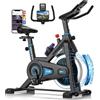 Unbranded Bicicletta da cyclette con resistenza regolabile al 100%, silenziosa e stabile, cyclette con app compatibile e monitor LCD, bicicletta da allenamento indoor migliorata per uso domestico, con capacità di carico fino a 160/180 kg