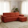 Dmora Divano Letto con Penisola Verdiana 285x160 cm Arancione Sfoderabile Contenitore, Idrorepellente Multiposizione Trasformabile in Letto