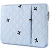 BAAGOAZ Custodia per PC Portatile 13-14 Pollici, Fiocchi Ricamati, Blu | Tasca Frontale, Trapuntata e Imbottita, Custodia per Laptop, Chromebook e MacBook Air/Pro M5-M1 13,3/13,6/14,2 Pollici