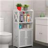 Generico Mobiletto Bagno Salvaspazio Bianco 40x25x90 cm con 2 Ripiani Aperti e Armadietto a Doppia Anta, Mobile Organizer Impermeabile per Bagno, Cucina e Lavanderia