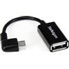 StarTech Adattatore OTG Micro-USB a USB-A Angolo Destro, Nero (UUSBOTGRA) | Connettore ad angolo di 90 gradi, Ideale per spazi ristretti, Cavo M/F 12cm