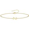 UMAGICBOX Bracciale iniziale personalizzato da donna, catena sottile C-Link in acciaio inossidabile 316L, colore oro e argento, gioiello resistente all'acqua con estensione, idea regalo donna