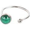 WLLDDDIU Anello di Malachite Verde Naturale Cristallo Rotondo A Due Sfere Pietra Aperta Regolabile Anello di Equilibrio Reiki alla Caviglia