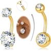 DAILI Piercing per ombelico in oro e argento, 14 G, ipoallergenico, in acciaio chirurgico, per donne e uomini, con filettatura interna, piccoli anelli per ombelico con zirconia cubica 8, 10, 12 mm
